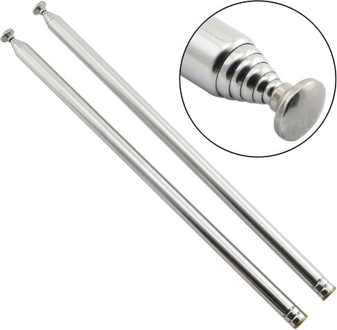 RuiLing 2 Pack M3 Male Thread 7 Section AM FM Radio Universal Antenna for Radio TV Electric Toys, Telescopic Replacement Antenna Aerial, Stainless Steel Material, Stretched Length 98cm 38.5 Inch in Saudi Arabia