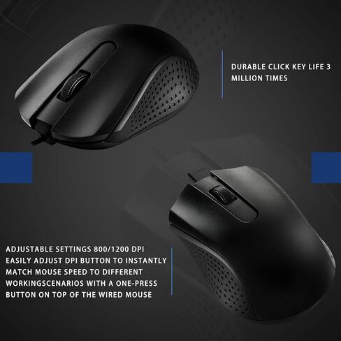 Hoteam 12 Pcs Wired Computer Mouse Bulk Cord USB Computer Mice Ergonomic Wired Mouse for Pcs, Computers, Laptops, Gaming Office School Home Supplies, Black in Saudi Arabia