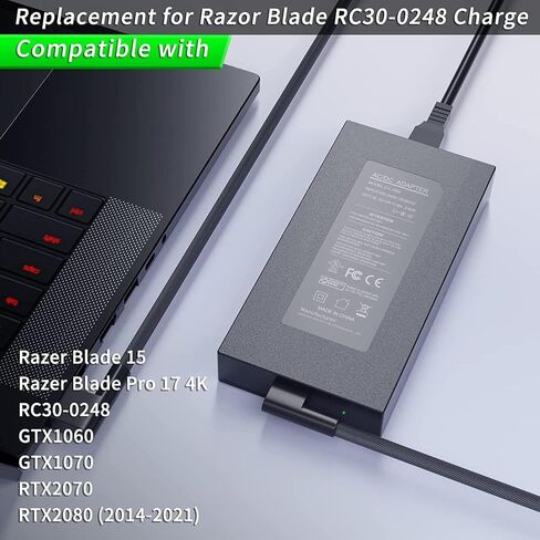 لشاحن Razer Blade 15 230 واط متوافق مع Razer Blade 15، Razer Blade Pro 17 4K RC30-0248 GTX1060 GTX1070 RTX2070 RTX2080 (2014-2021) سلك إمداد محول التيار المتردد للكمبيوتر المحمول (UL مدرج 19.5 فولت 11.8 أمبير) in Kuwait
