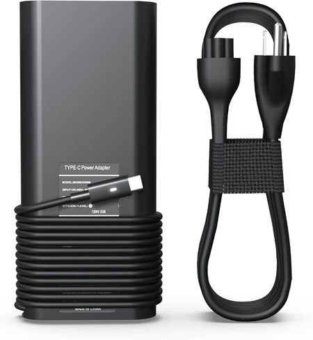 شاحن USB C 130 واط لشاحن الكمبيوتر المحمول Dell 130 واط USB C - شاحن Dell XPS 15، محول تيار متردد USB-C 130 واط من Dell، XPS 17 9575 9700 Precision 5560 5550 5750 Latitude 7310 7210 9410 9510 مع سلك طاقة بطول 1 متر in Kuwait