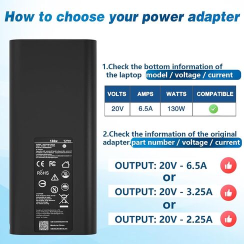 شاحن USB C 130 واط لشاحن الكمبيوتر المحمول Dell 130 واط USB C - شاحن Dell XPS 15، محول تيار متردد USB-C 130 واط من Dell، XPS 17 9575 9700 Precision 5560 5550 5750 Latitude 7310 7210 9410 9510 مع سلك طاقة بطول 1 متر in Kuwait