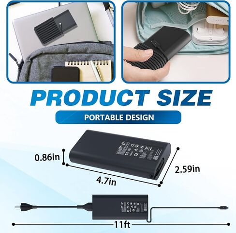 شاحن USB C 130 واط لشاحن الكمبيوتر المحمول Dell 130 واط USB C - شاحن Dell XPS 15، محول تيار متردد USB-C 130 واط من Dell، XPS 17 9575 9700 Precision 5560 5550 5750 Latitude 7310 7210 9410 9510 مع سلك طاقة بطول 1 متر in Kuwait