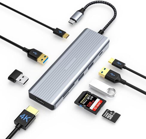TOTU 9-in-1 USB C Hub with 4K HDMI, USB C to HDMI Adapter, 100W PD Charging, USB 3.0/2.0 Ports, SD/TF Card Reader, Compatible with MacBook Pro/Air, Dell, HP, Lenovo Laptops, Surface Pro in Kuwait