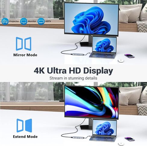 TOTU 9-in-1 USB C Hub with 4K HDMI, USB C to HDMI Adapter, 100W PD Charging, USB 3.0/2.0 Ports, SD/TF Card Reader, Compatible with MacBook Pro/Air, Dell, HP, Lenovo Laptops, Surface Pro in Kuwait