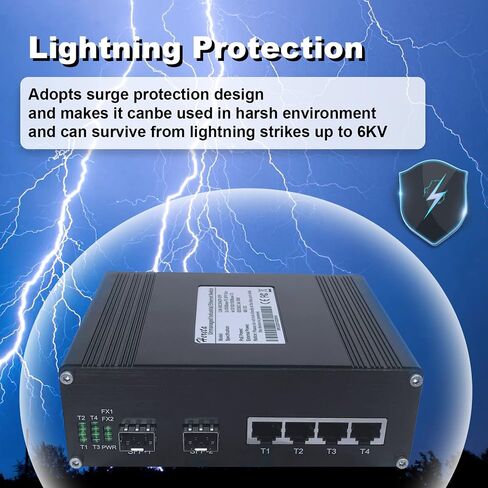 Industrial Gigabit Ethernet PoE+ Switch 5-Port 10/100/1000BASE-T Auto-MDI/MDI-X Half/Full Duplex Compact 30W PoE+ Ethernet Switch 12~48VDC Wide Range Power Input in Kuwait