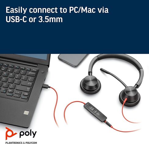 سماعة رأس بلنترونيكس بلاك واير 3325، BW3325 USB-C، 213939-01 (متجددة) in Kuwait