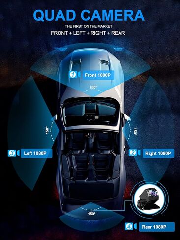 بروفيو كاميرا داش كام، كاميرا رباعية 4 قنوات امامية، يسار ويمين وخلفي، امامية وخلفية داخلية، نظام تحديد المواقع، 256 جيجا كحد اقصى، لا تتضمن بطاقة SD in Kuwait