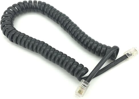 Pasow الهاتف ملفوف سلك الهاتف استقبال RJ9 كابل ملفوف، ملفوف طول 1.2 إلى 10 أقدام غير ملفوف (أسود) in Kuwait