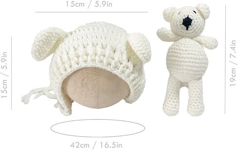 Newborn Photography Props Bear Hat Baby Photoshoots Outfits Photo Posing Crochet Bear Doll Knit Toy Accessories in Saudi Arabia
