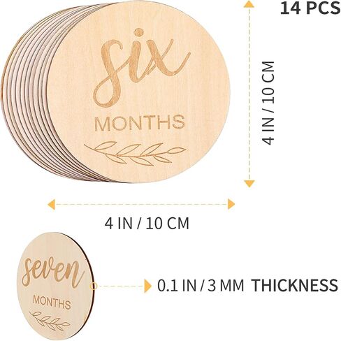 بطاقات المعالم الشهرية للأطفال من توياندونا - أقراص خشبية مستديرة بأحرف منقوشة، الدعائم المثالية للتصوير الفوتوغرافي لحديثي الولادة لتوثيق نمو طفلك، ودعامات التصوير الفوتوغرافي من حديثي الولادة إلى عمر عام واحد in Kuwait