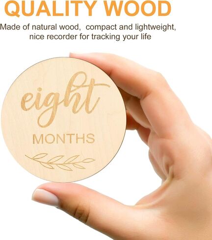 بطاقات المعالم الشهرية للأطفال من توياندونا - أقراص خشبية مستديرة بأحرف منقوشة، الدعائم المثالية للتصوير الفوتوغرافي لحديثي الولادة لتوثيق نمو طفلك، ودعامات التصوير الفوتوغرافي من حديثي الولادة إلى عمر عام واحد in Kuwait