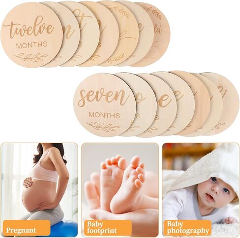 بطاقات المعالم الشهرية للأطفال من توياندونا - أقراص خشبية مستديرة بأحرف منقوشة، الدعائم المثالية للتصوير الفوتوغرافي لحديثي الولادة لتوثيق نمو طفلك، ودعامات التصوير الفوتوغرافي من حديثي الولادة إلى عمر عام واحد in Kuwait