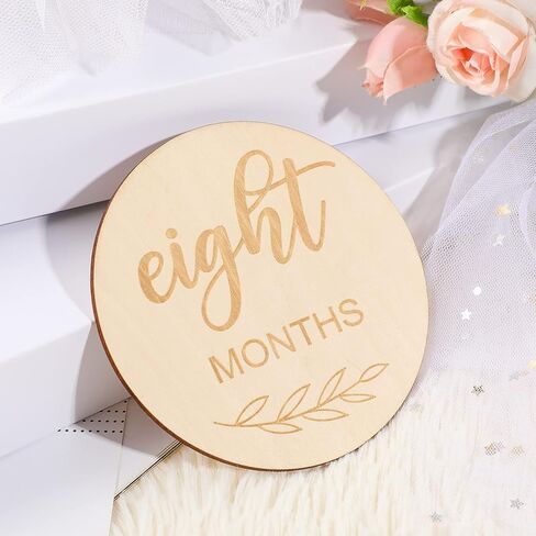 بطاقات المعالم الشهرية للأطفال من توياندونا - أقراص خشبية مستديرة بأحرف منقوشة، الدعائم المثالية للتصوير الفوتوغرافي لحديثي الولادة لتوثيق نمو طفلك، ودعامات التصوير الفوتوغرافي من حديثي الولادة إلى عمر عام واحد in Kuwait