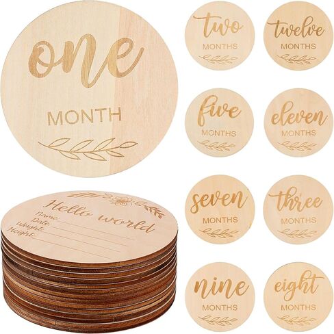 بطاقات المعالم الشهرية للأطفال من توياندونا - أقراص خشبية مستديرة بأحرف منقوشة، الدعائم المثالية للتصوير الفوتوغرافي لحديثي الولادة لتوثيق نمو طفلك، ودعامات التصوير الفوتوغرافي من حديثي الولادة إلى عمر عام واحد in Kuwait