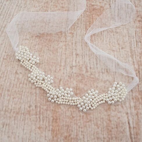 Zeroest Newborn Photography Props Girl Pearl Headband Newborn Baby Girl Photoshoot Faux Pearl Tieback Photo Newborn Headbands (White) in Saudi Arabia