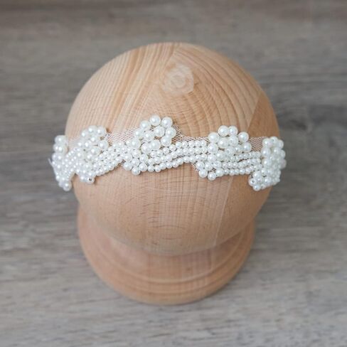 Zeroest Newborn Photography Props Girl Pearl Headband Newborn Baby Girl Photoshoot Faux Pearl Tieback Photo Newborn Headbands (White) in Saudi Arabia
