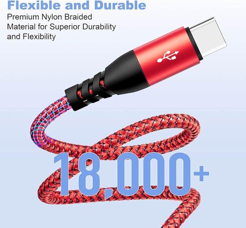 3 قطع من كيبل USB ميجر 2 في 1 متعدد 2.4 امبير، 6.5 قدم/2 متر لايتنينج ومايكرو USB مغطى بالنايلون سلك شحن ومزامنة متوافق مع ايفون وايباد وايبود وسامسونج in Kuwait