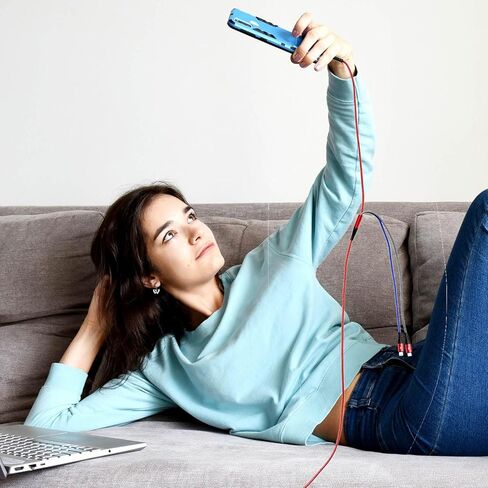 3 قطع من كيبل USB ميجر 2 في 1 متعدد 2.4 امبير، 6.5 قدم/2 متر لايتنينج ومايكرو USB مغطى بالنايلون سلك شحن ومزامنة متوافق مع ايفون وايباد وايبود وسامسونج in Kuwait