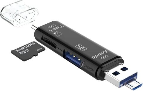 محول قارئ بطاقات مايكرو اس دي 5 في 1 نوع سي مايكرو يو اس بي قارئ بطاقة SD متوافق مع ماك بوك لاب توب يو اس بي 3.0 اس دي/ تي اف او تي جي قارئ بطاقات in Kuwait