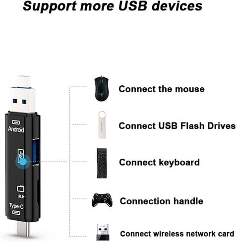 محول قارئ بطاقات مايكرو اس دي 5 في 1 نوع سي مايكرو يو اس بي قارئ بطاقة SD متوافق مع ماك بوك لاب توب يو اس بي 3.0 اس دي/ تي اف او تي جي قارئ بطاقات in Kuwait