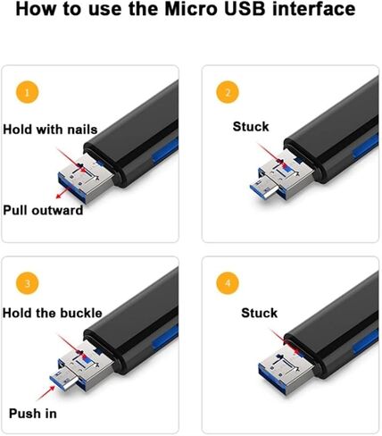 محول قارئ بطاقات مايكرو اس دي 5 في 1 نوع سي مايكرو يو اس بي قارئ بطاقة SD متوافق مع ماك بوك لاب توب يو اس بي 3.0 اس دي/ تي اف او تي جي قارئ بطاقات in Kuwait