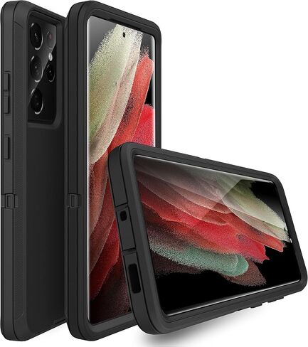 MXX Case Compatible with Galaxy S21 Ultra Case, 3-Layer Super Full Heavy Duty Body Bumper Cover/Shock Protection/Dust Proof, Designed for Samsung Galaxy S21 Ultra 5G 6.8 Inch 2021 (Black) in Kuwait