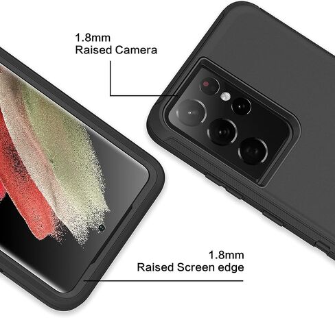MXX Case Compatible with Galaxy S21 Ultra Case, 3-Layer Super Full Heavy Duty Body Bumper Cover/Shock Protection/Dust Proof, Designed for Samsung Galaxy S21 Ultra 5G 6.8 Inch 2021 (Black) in Kuwait