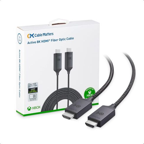 Cable Matters [Designed for Xbox Certified] 8K Fiber HDMI Cable, 32.8ft | 8K@60Hz, 4K@120Hz, 10m, Unidirectional Active, HDR, Compatible with PS5, Apple TV, PC, Xbox in Kuwait