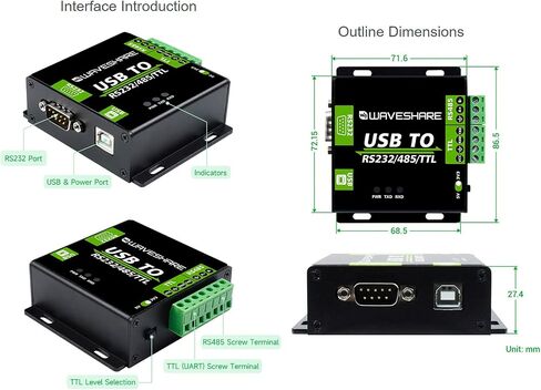 USB /RS232 /TTL to RS232 /485 /TTL Converter, Industrial Isolated Multi-Bus Adapter, Built-in Power Supply Isolation Digital Isolation Protection Circuits Support Windows 11 / 10/ 8.1/8 /7 /XP,etc in Kuwait