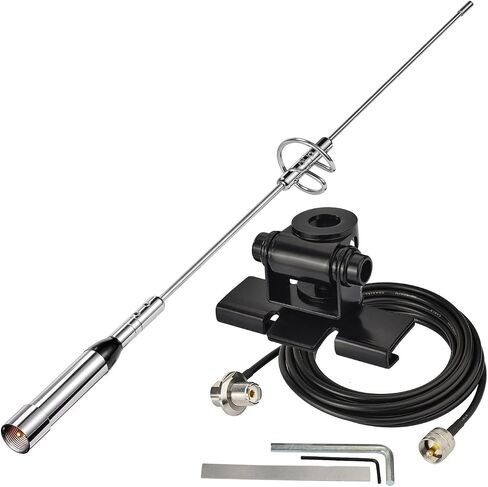 Bingfu Vehicle Mobile Ham Radio High Gain Antenna Dual Band VHF UHF 136-174MHz 400-470MHz Amateur Radio Anti-Rust Antennas for Car Truck Ham Radio Two Way Radio Marine VHF Radio in Kuwait