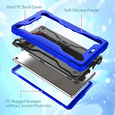 Fingic Samsung Galaxy Tab A 10.1 Case 2019,Heavy Duty High-Impact Shockproof Hard PC Soft Silicone Rugged Bumper Kickstand Protective Case for Samsung Galaxy Tab A 10.1"Tablet SM-T510/T515,Black+Blue in Kuwait