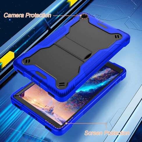 Fingic Samsung Galaxy Tab A 10.1 Case 2019,Heavy Duty High-Impact Shockproof Hard PC Soft Silicone Rugged Bumper Kickstand Protective Case for Samsung Galaxy Tab A 10.1"Tablet SM-T510/T515,Black+Blue in Kuwait