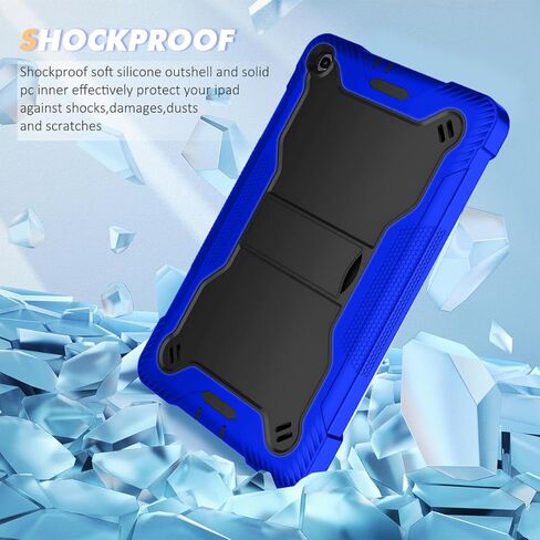 Fingic Samsung Galaxy Tab A 10.1 Case 2019,Heavy Duty High-Impact Shockproof Hard PC Soft Silicone Rugged Bumper Kickstand Protective Case for Samsung Galaxy Tab A 10.1"Tablet SM-T510/T515,Black+Blue in Kuwait