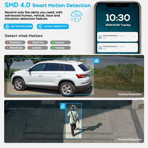 كاميرا برجية 4K 8MP IP POE للأماكن الخارجية، رؤية ليلية ذكية ذات لون فاتح مزدوج، اكتشاف الإنسان/المركبة، سلك التعثر/التسلل، الردع النشط، ميكروفون مدمج، SD (256 جيجابايت)، مراقبة مجال الرؤية 132 درجة in Kuwait