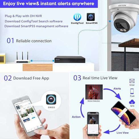 كاميرا برجية 4K 8MP IP POE للأماكن الخارجية، رؤية ليلية ذكية ذات لون فاتح مزدوج، اكتشاف الإنسان/المركبة، سلك التعثر/التسلل، الردع النشط، ميكروفون مدمج، SD (256 جيجابايت)، مراقبة مجال الرؤية 132 درجة in Kuwait