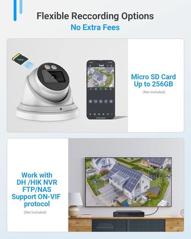 كاميرا برجية 4K 8MP IP POE للأماكن الخارجية، رؤية ليلية ذكية ذات لون فاتح مزدوج، اكتشاف الإنسان/المركبة، سلك التعثر/التسلل، الردع النشط، ميكروفون مدمج، SD (256 جيجابايت)، مراقبة مجال الرؤية 132 درجة in Kuwait