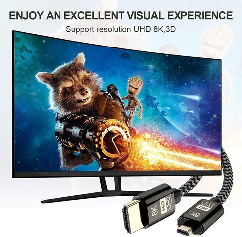 كابل HDMI ميكرو من تشينيانغ CY، كابل Micro HDMI ذكر إلى HDMI 2.1 ذكر فائق الدقة UHD 8K 60hz 4K 120hz 48Gbs كابل 1.5 متر in Kuwait