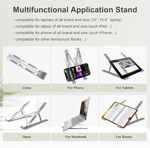 حامل لابتوب للمكتب من اس جي اي ان، حامل لابتوب محمول للمكتب، حامل لاب توب قابل للطي، حامل نوت بوك من الالومنيوم متوافق مع لابتوب 11 14 15.6 17.3 انش in Kuwait