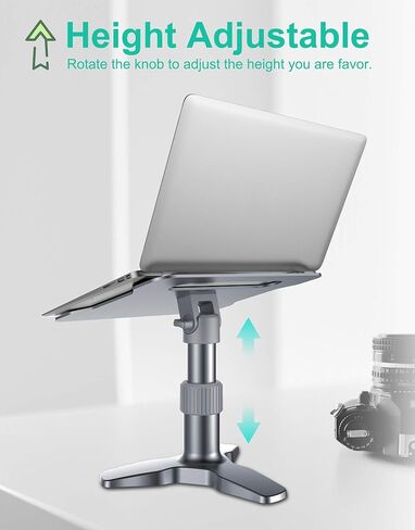 حامل كمبيوتر محمول قابل للتعديل، OQTIQ متعدد الزوايا قابل للتعديل حامل حامل ثلاثي القوائم لسطح المكتب متوافق مع MacBook Pro Air, Lenovo, Dell XPS, HP (10-17 بوصة) in Kuwait