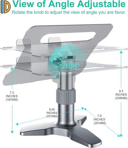 حامل كمبيوتر محمول قابل للتعديل، OQTIQ متعدد الزوايا قابل للتعديل حامل حامل ثلاثي القوائم لسطح المكتب متوافق مع MacBook Pro Air, Lenovo, Dell XPS, HP (10-17 بوصة) in Kuwait