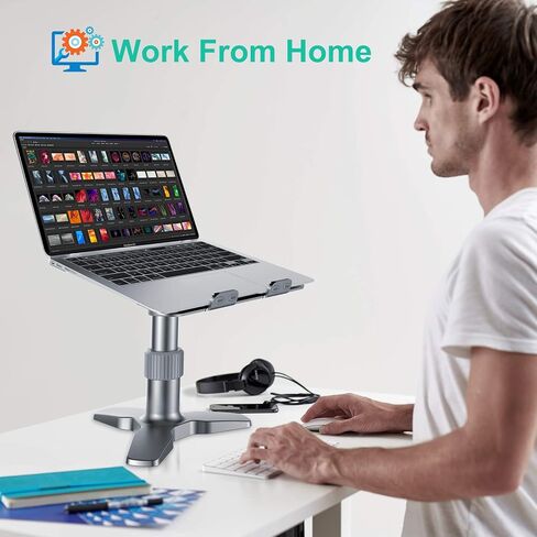 حامل كمبيوتر محمول قابل للتعديل، OQTIQ متعدد الزوايا قابل للتعديل حامل حامل ثلاثي القوائم لسطح المكتب متوافق مع MacBook Pro Air, Lenovo, Dell XPS, HP (10-17 بوصة) in Kuwait