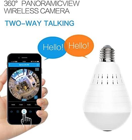 1080P Light Bulb Camera Garage Wireless Surveillance Camera Work with Alexa for Baby Room WiFi 2.4GHz E27-AOLANS in Kuwait