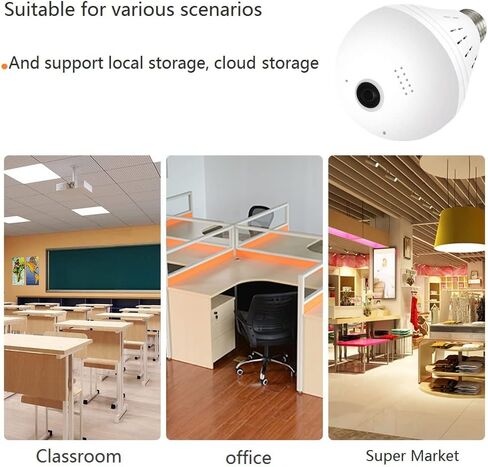 1080P Light Bulb Camera Garage Wireless Surveillance Camera Work with Alexa for Baby Room WiFi 2.4GHz E27-AOLANS in Kuwait