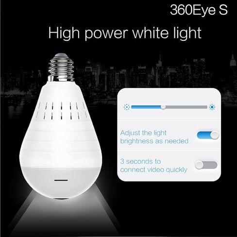 1080P Light Bulb Camera Garage Wireless Surveillance Camera Work with Alexa for Baby Room WiFi 2.4GHz E27-AOLANS in Kuwait