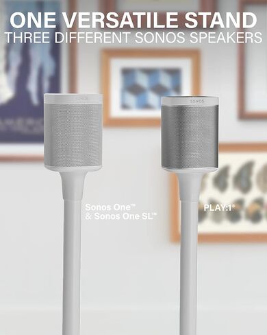زوج من حامل مكبر الصوت Sanus لجهاز Sonos One وOne SL & Play: مكبر صوت واحد - حامل مكبر صوت ذو ارتفاع ثابت ممتاز مع قنوات إدارة الكابلات المدمجة وتثبيت سهل في 3 خطوات - زوج حوامل سوداء in Saudi Arabia