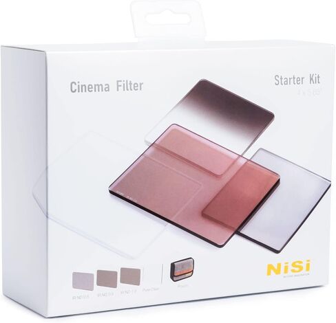 NiSi Cinema 4×5.65" Starter Kit - Includes Neutral Density 0.6 (2-Stop), 0.9 (3-Stop), 1.2 (4-Stop), Pure Clear, and Cinema Filter Caddy - Optical Glass with Waterproof Nano Coating, IR Reduction in Saudi Arabia
