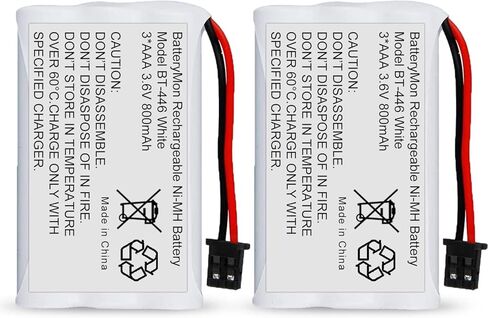 بطارية قابلة لإعادة الشحن BT-446 Ni-MH لUniden BT446 BT-1005 TRU9480 TXC-400TCX-80 Radio Shack TAD-3704 TAD-3815 Interstate TEL0375 (800mAh 3. 6V) (2 بالعبوة) in Kuwait