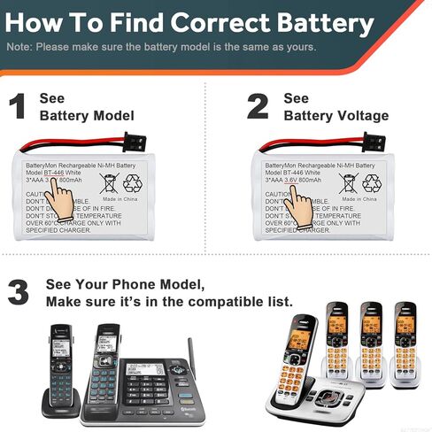 بطارية قابلة لإعادة الشحن BT-446 Ni-MH لUniden BT446 BT-1005 TRU9480 TXC-400TCX-80 Radio Shack TAD-3704 TAD-3815 Interstate TEL0375 (800mAh 3. 6V) (2 بالعبوة) in Kuwait