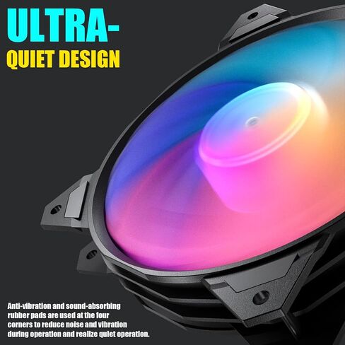 upHere 120mm Case Fan,3 Pack LED Cooling PC Fans,5V ARGB Addressable Motherboard SYNC/RC Controller, Colorful Cooler Speed Adjustable with Fan Control Hub in Saudi Arabia