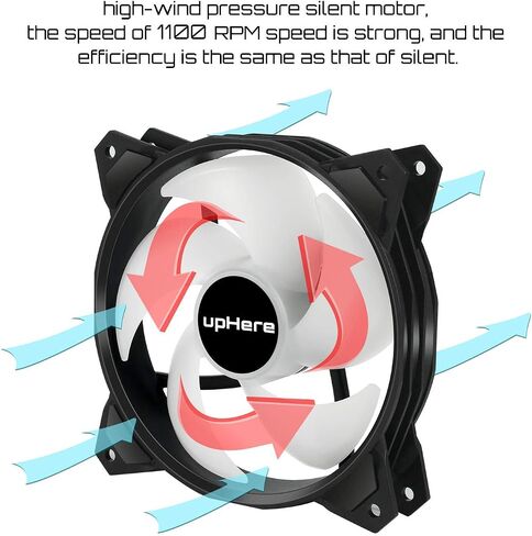upHere 120mm Case Fan,3 Pack LED Cooling PC Fans,5V ARGB Addressable Motherboard SYNC/RC Controller, Colorful Cooler Speed Adjustable with Fan Control Hub in Saudi Arabia